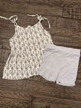 kate quinn tie strap ballerina top and bike short set